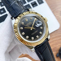 DATEJUST 41 STAINLESS STEEL DIAMOND NUMERALS LEATHER STRAP