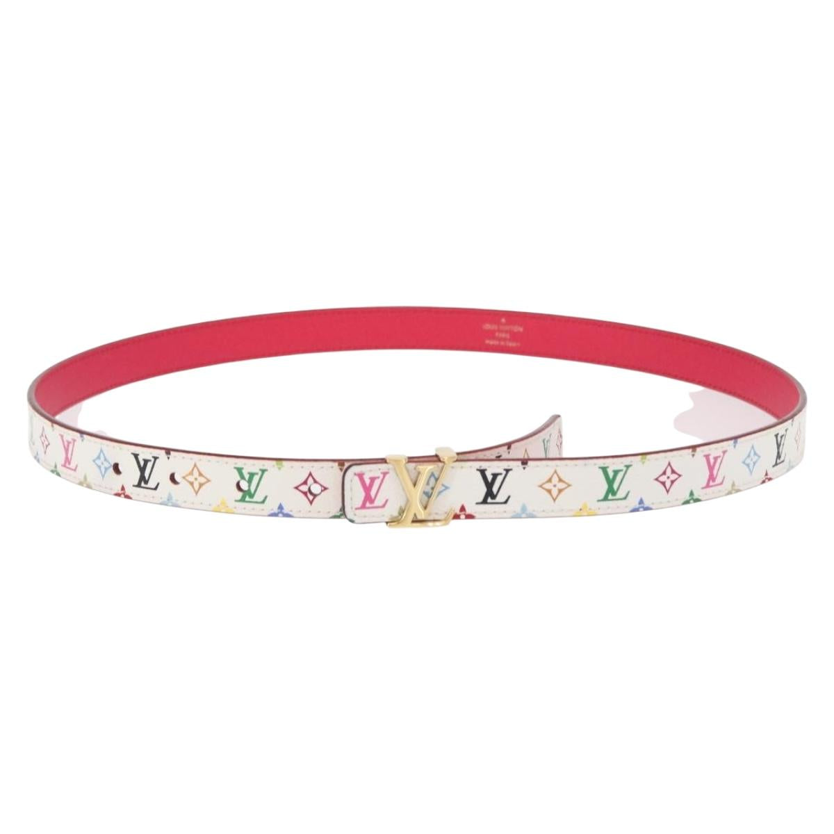 LOUIS VUITTON Multicolor Ceinture Initials Belt White M9630 LV Auth 156685SAM