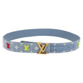 LOUIS VUITTON Monogram Denim CeintureLV New Wave Belt Blue M0146 Auth 159446SM