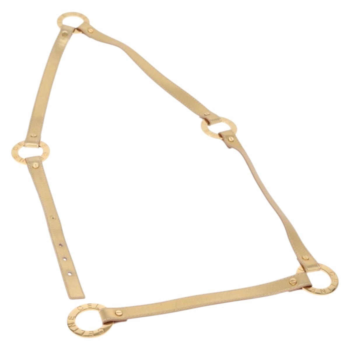 CELINE Belt Leather 66.9"" Gold Auth 160949