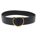 Salvatore Ferragamo Gancini Belt Leather 34.6"" Black Gold Auth 167844A