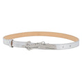 LOUIS VUITTON Ceinture Narrow Belt Leather 80/32 Silver LV Auth 202107