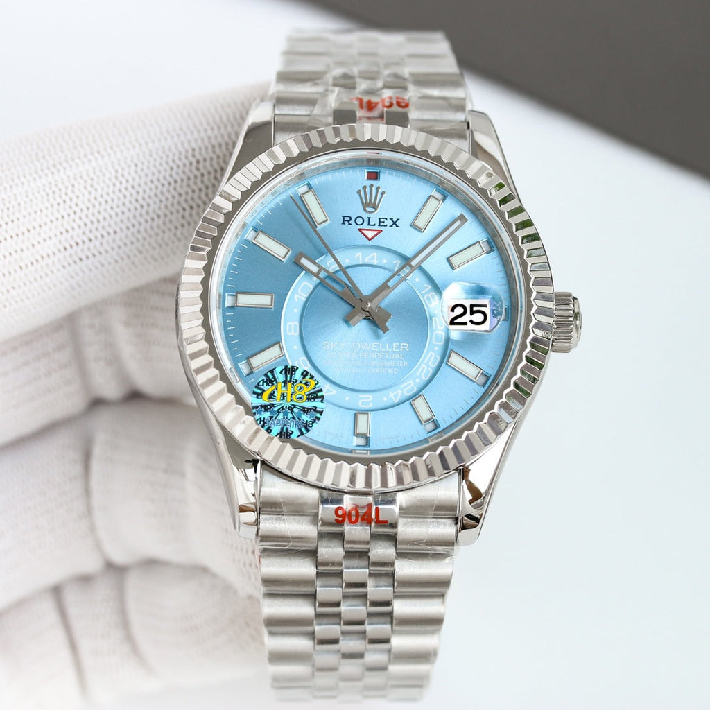 Rolex Sky-Dweller 42mm Silver Blue Green Dial