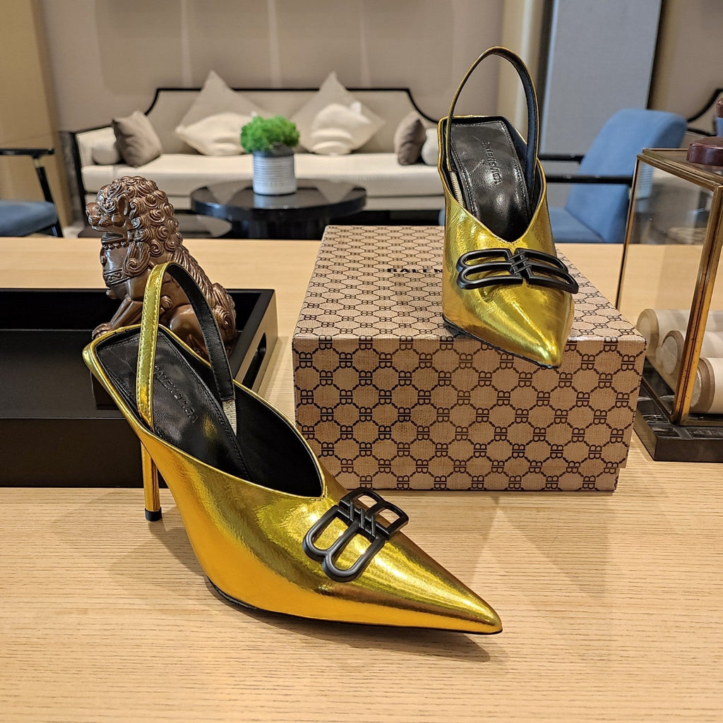 Balenciaga 26s High Heel 100 Gold Patent Leather 681203