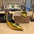 Balenciaga 26s High Heel 100 Gold Patent Leather 681203