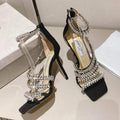 Jimmy Choo 2026 Crystal-embellished Sandal Black Sheepskin Cashmere 355268