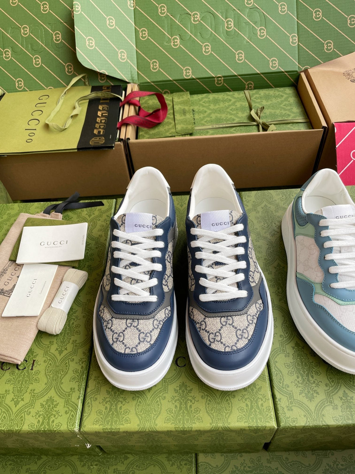GG 26 Sneaker Blue Gray Canvas Calfskin 632892