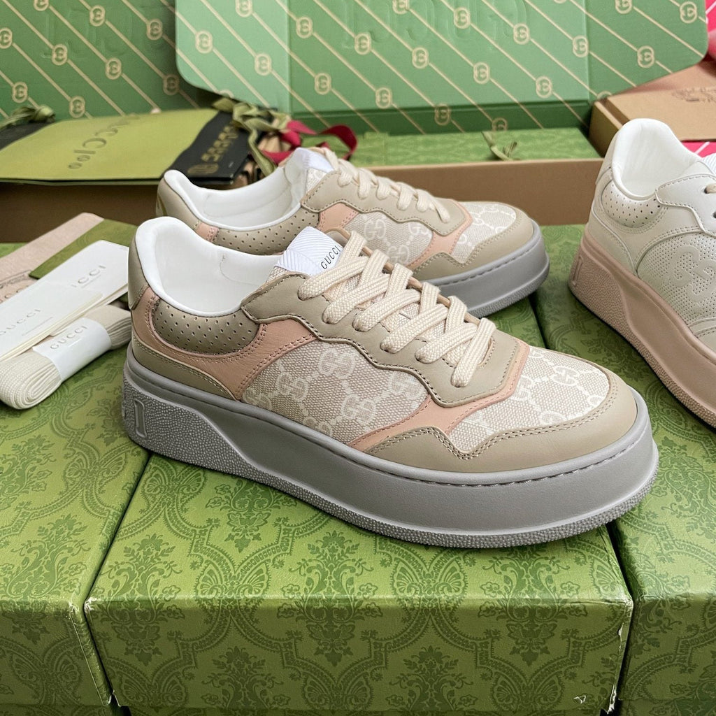 GG 26 Sneaker Beige Gray Canvas Calfskin 632890