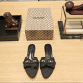 Balenciaga 26s Flat Slippers Black Canvas Leather  681306