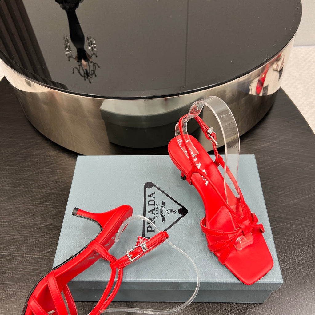 Prada Heeled Sandal 60mm Red Sheepskin 699234