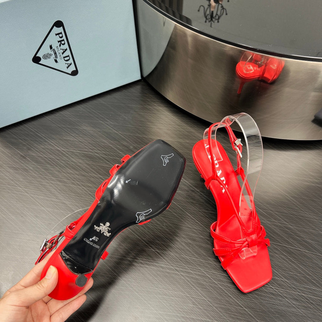 Prada Heeled Sandal 60mm Red Sheepskin 699234