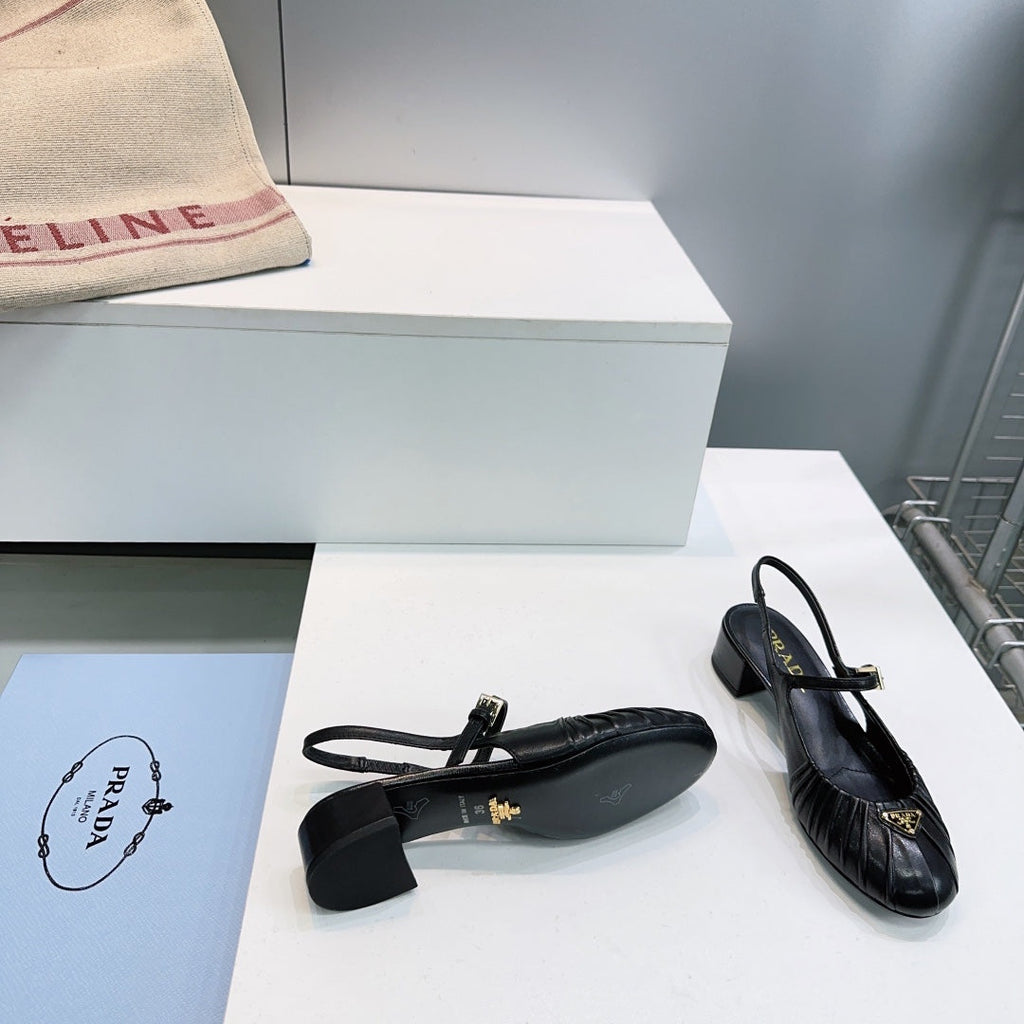 PRA 26S Slingback Flats Black Sheepskin 628700