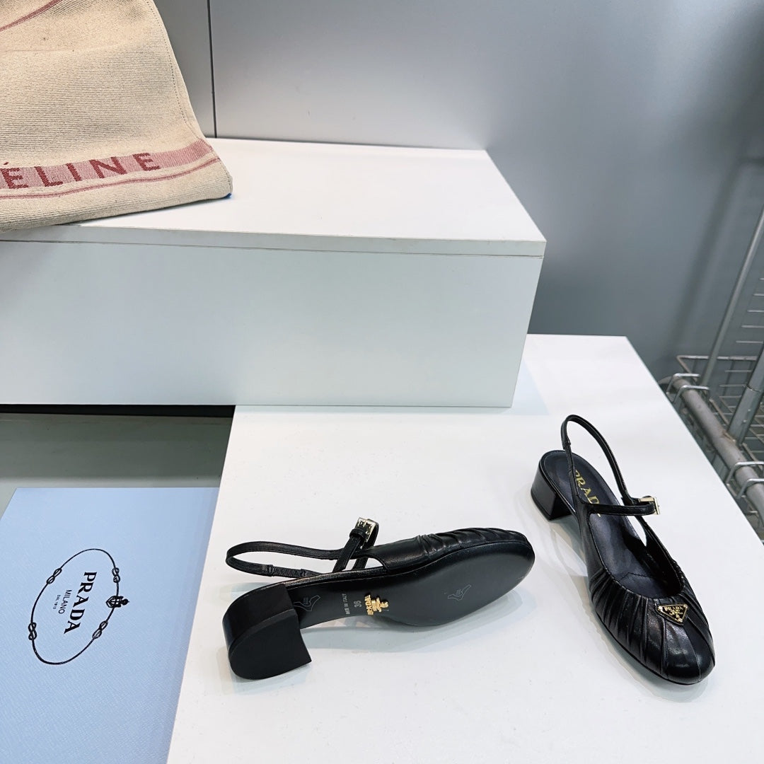 PRA 26S Slingback Flats Black Sheepskin 628700