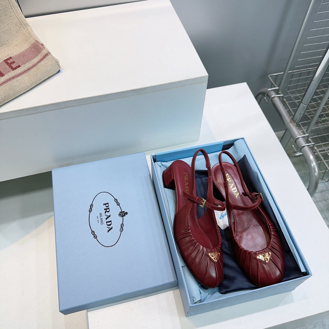 PRA 26S Slingback Flats Dark Red Sheepskin 628702
