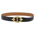 HERMES Chaine d Ancre Belt Leather 30.3"" 65 Gold Black Auth 205053M