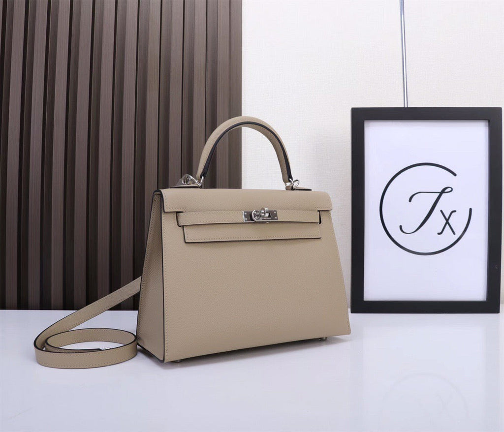 Hermes 2026 Kelly Sellier Nata Epsom Leather Silver Hardware