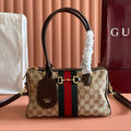 Gucci 2026 Borsetto Boston Bag Beige Brown Canvas Leather