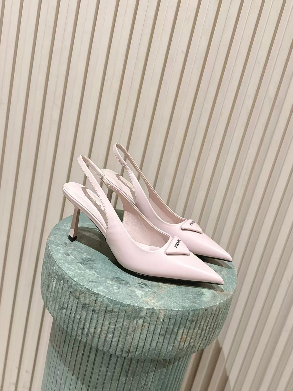 Prada 2026 Logo-Plaque Slingback Pumps 75mm Leather 769775