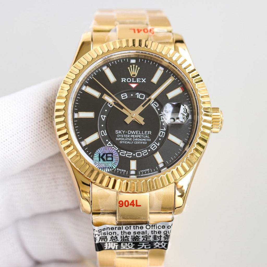 SKY-DWELLER 42MM WHITE DIAL RING COMMAND GOLD OYSTERSTEEL