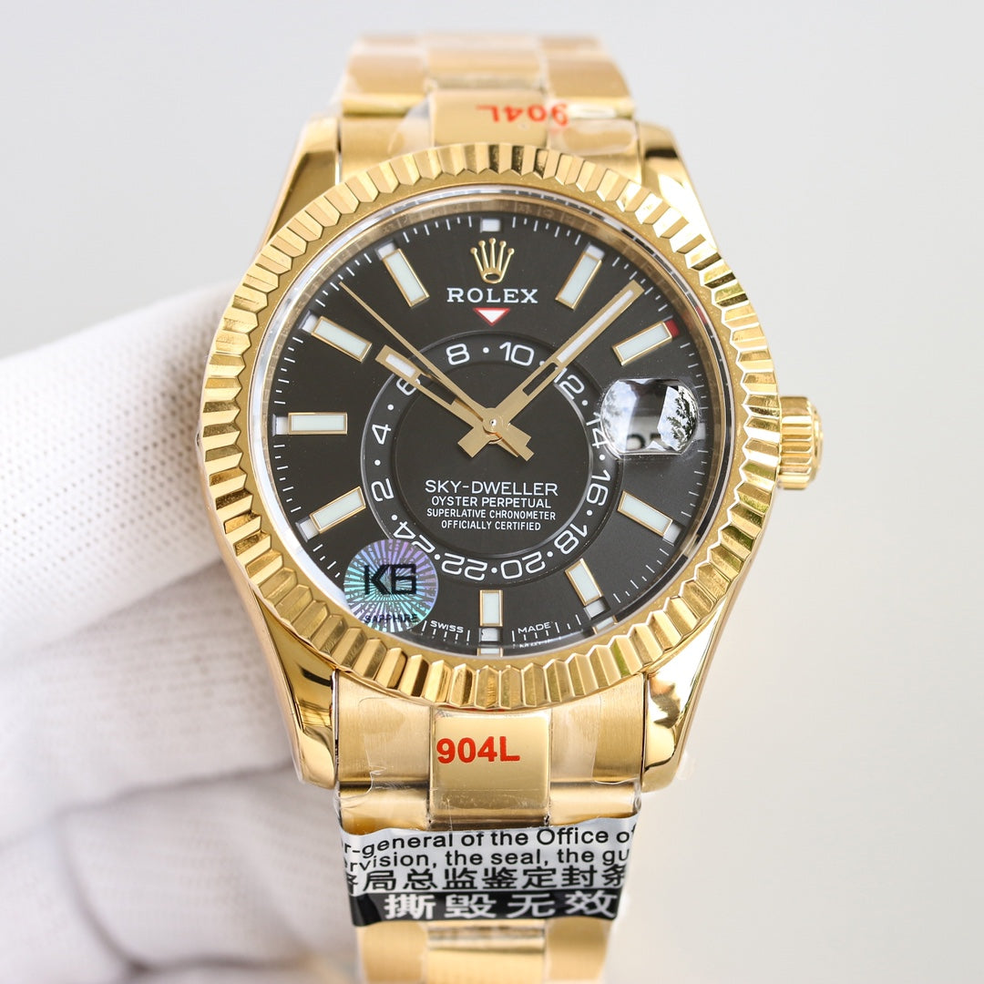 SKY-DWELLER 42MM WHITE DIAL RING COMMAND GOLD OYSTERSTEEL
