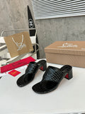 Christian Louboutin 2026 Tongamule Sandals 70mm Croc-Embossed Leather 780399