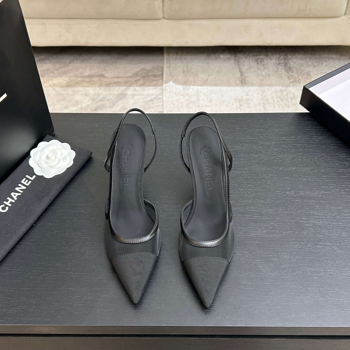 CC 2026 Slingback 70 Mesh Satin Leather