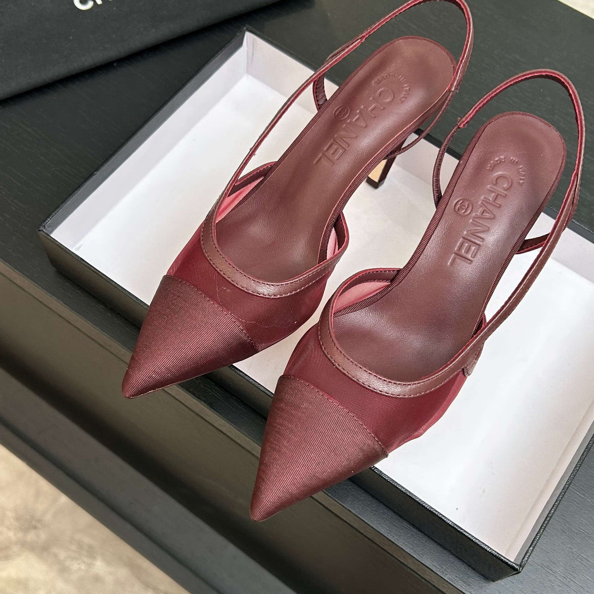 CC 2026 Slingback 70 Mesh Satin Leather