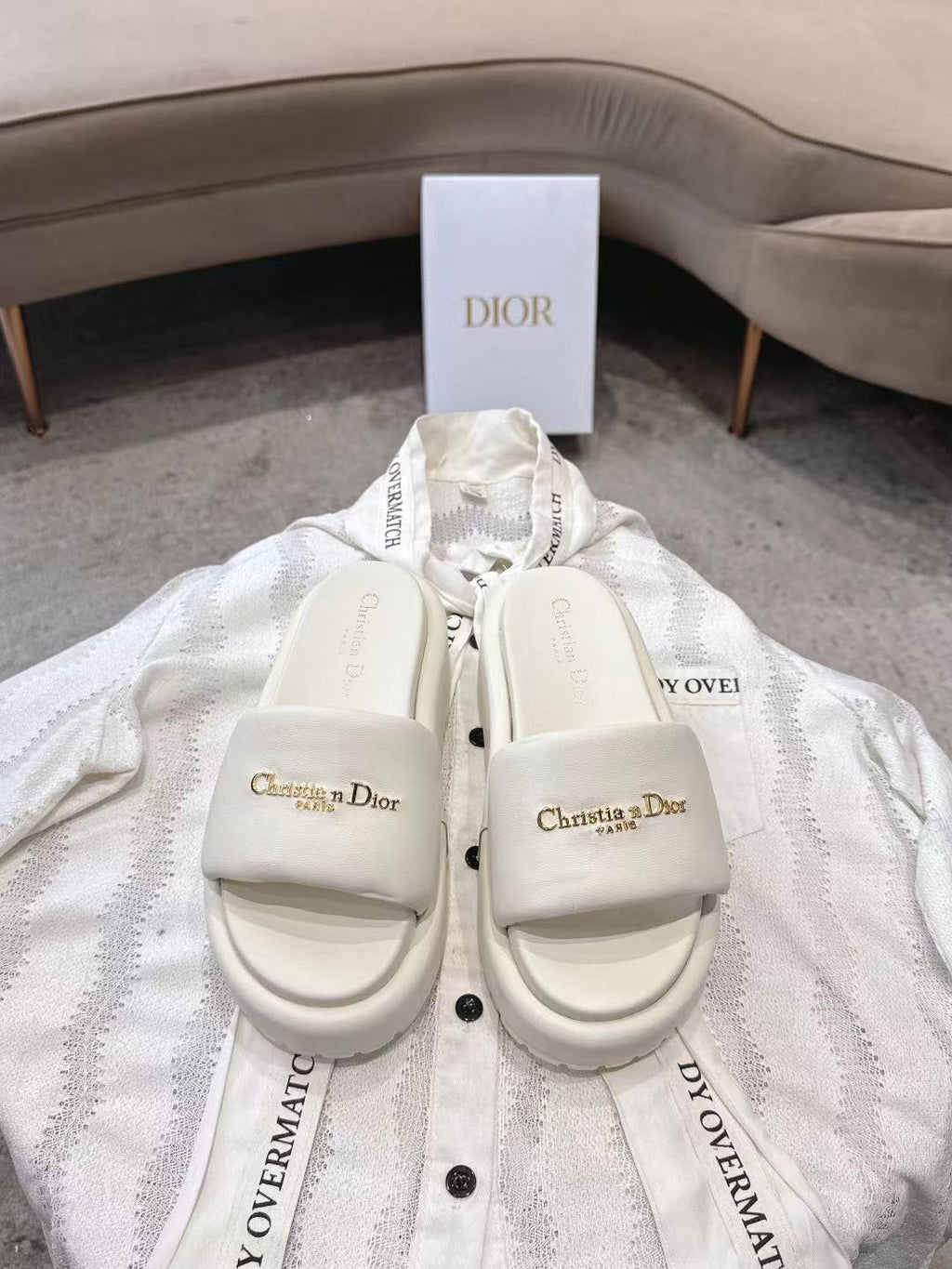 Dior 2026 D-Lane Platform Slide Padded Lambskin 713666