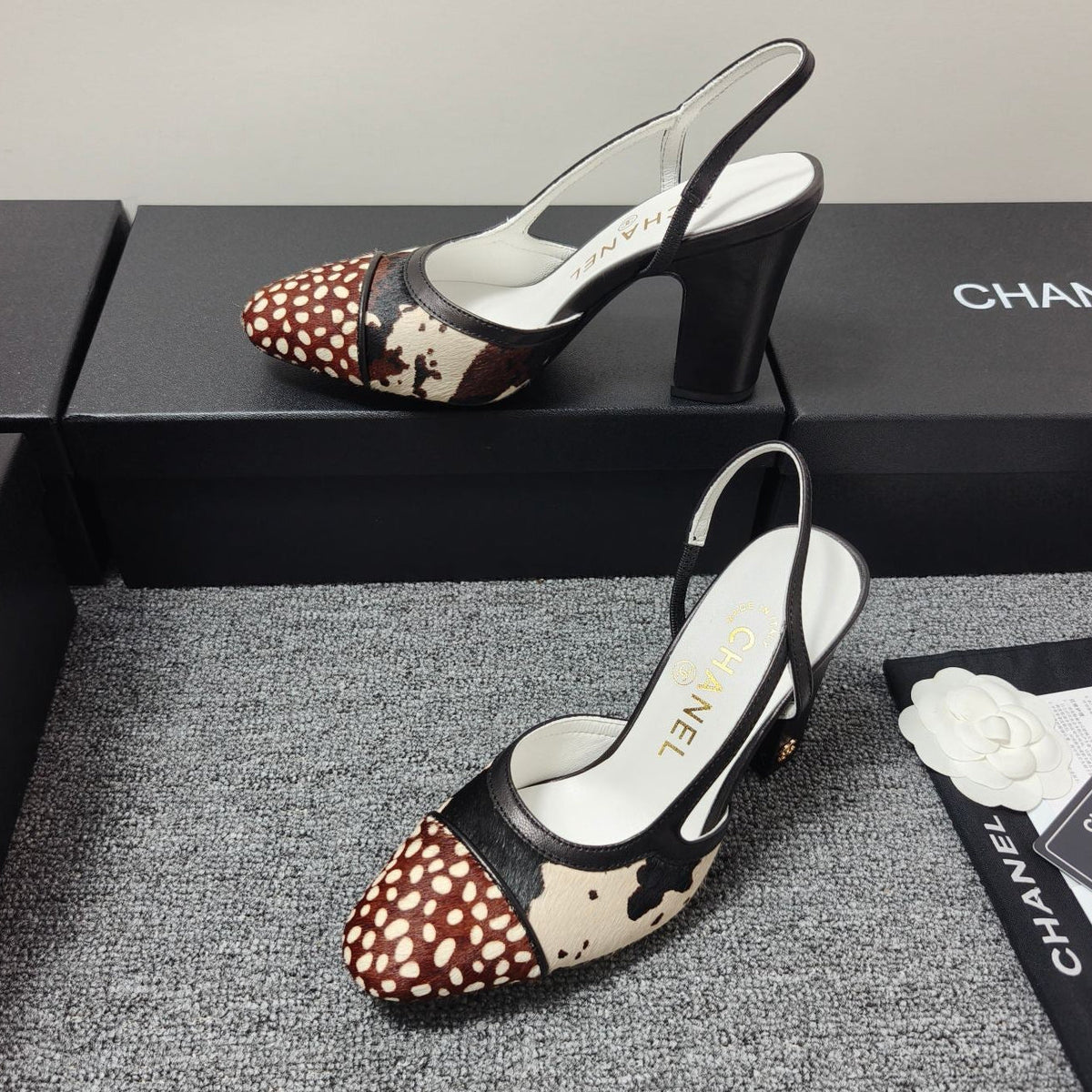 Chanel 2026 Slingback Black Cream Brown Horsehair Calfskin 696630