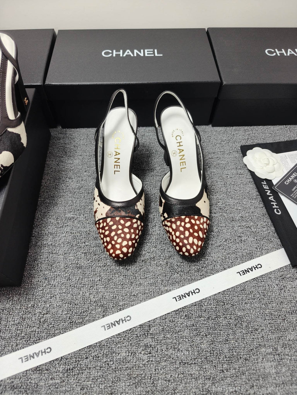 Chanel 2026 Slingback Black Cream Brown Horsehair Calfskin 696630