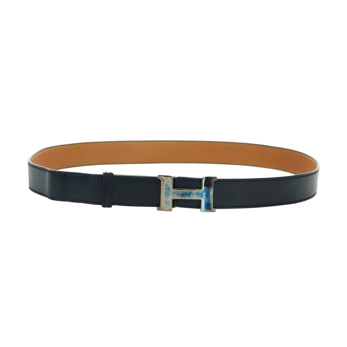 HERMES Constance Belt Leather Vintage 29.5"""" Navy Auth am11019A