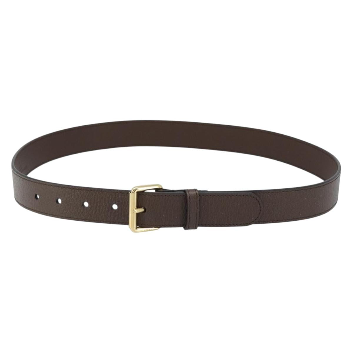 GUCCI Belt Leather 38.6"""" Brown Gold Auth BA11143
