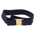 Salvatore Ferragamo Vara Ribbon Belt Canvas 29.5"" Purple Gold Auth BA13266