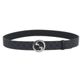 GUCCI GG Supreme Interlocking G Belt PVC 53.1"" Black 703147 Auth BA14141V