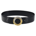 CARTIER Trinity Belt Leather 34.3"""" Black Gold Auth BAZ291