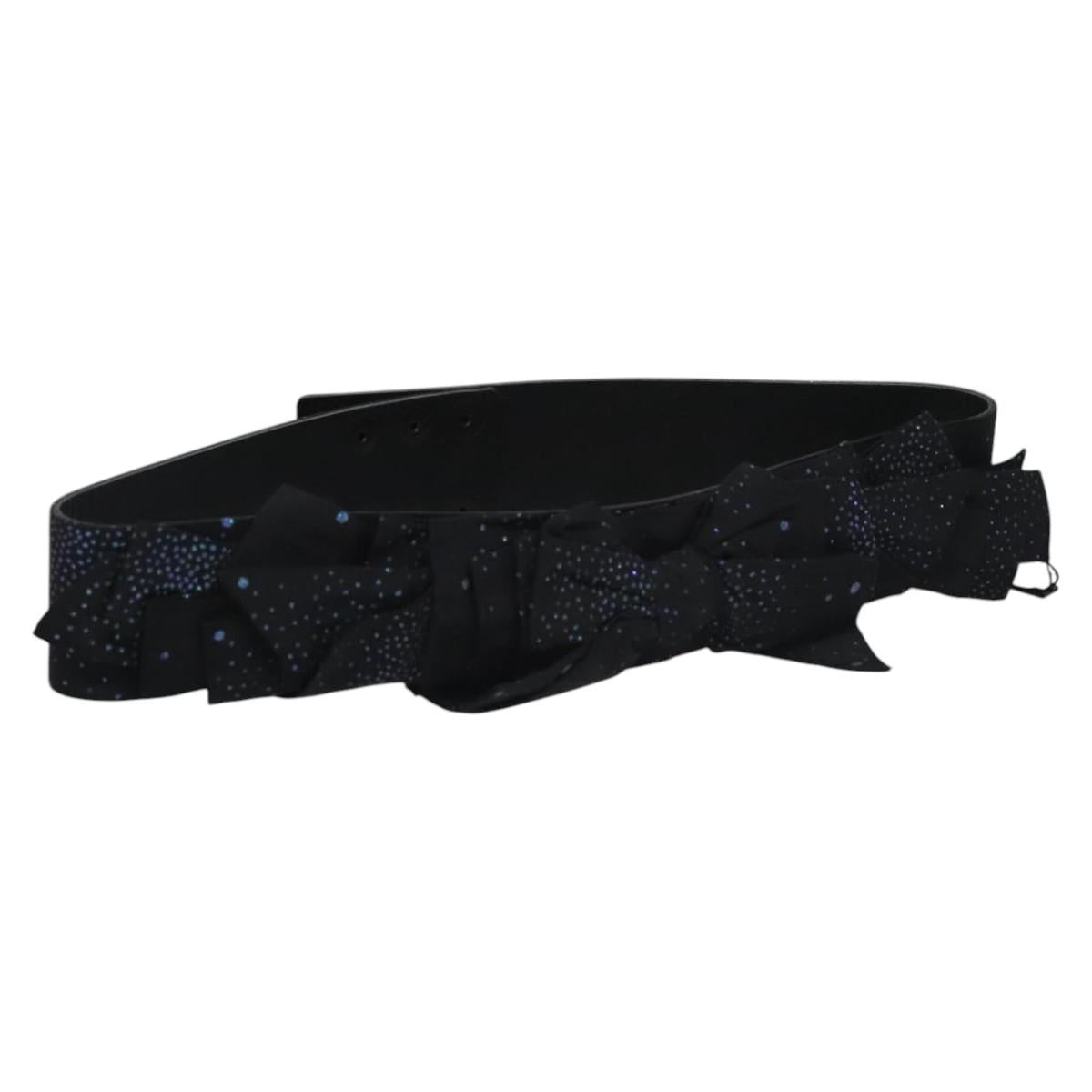 CHANEL Belt Leather 29.9"" Black CC Auth bs21650