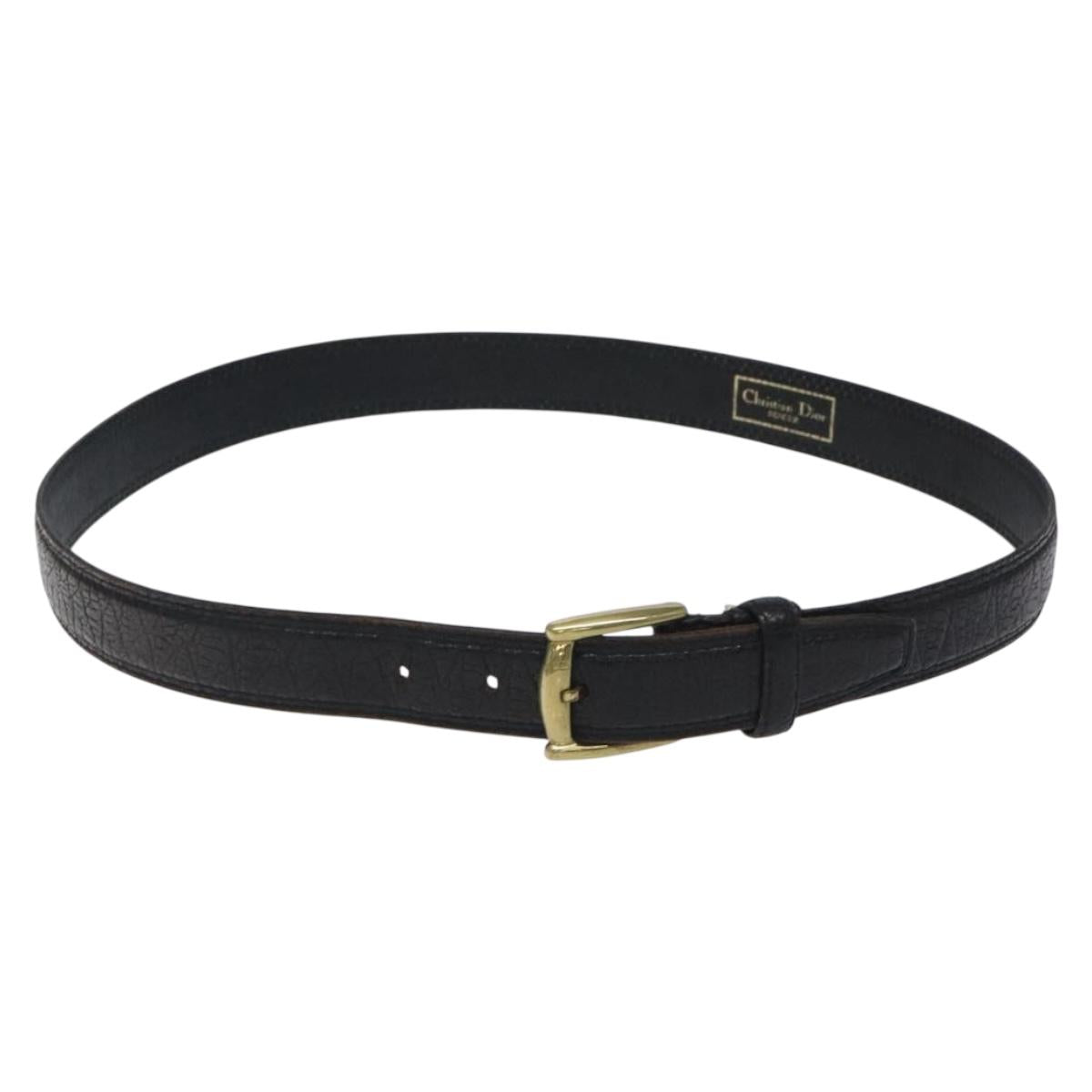 Christian Dior Belt Leather Black Gold Auth bs27707