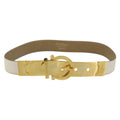 Salvatore Ferragamo Gancini Belt Leather 29.9"" White Gold Auth bs34881A