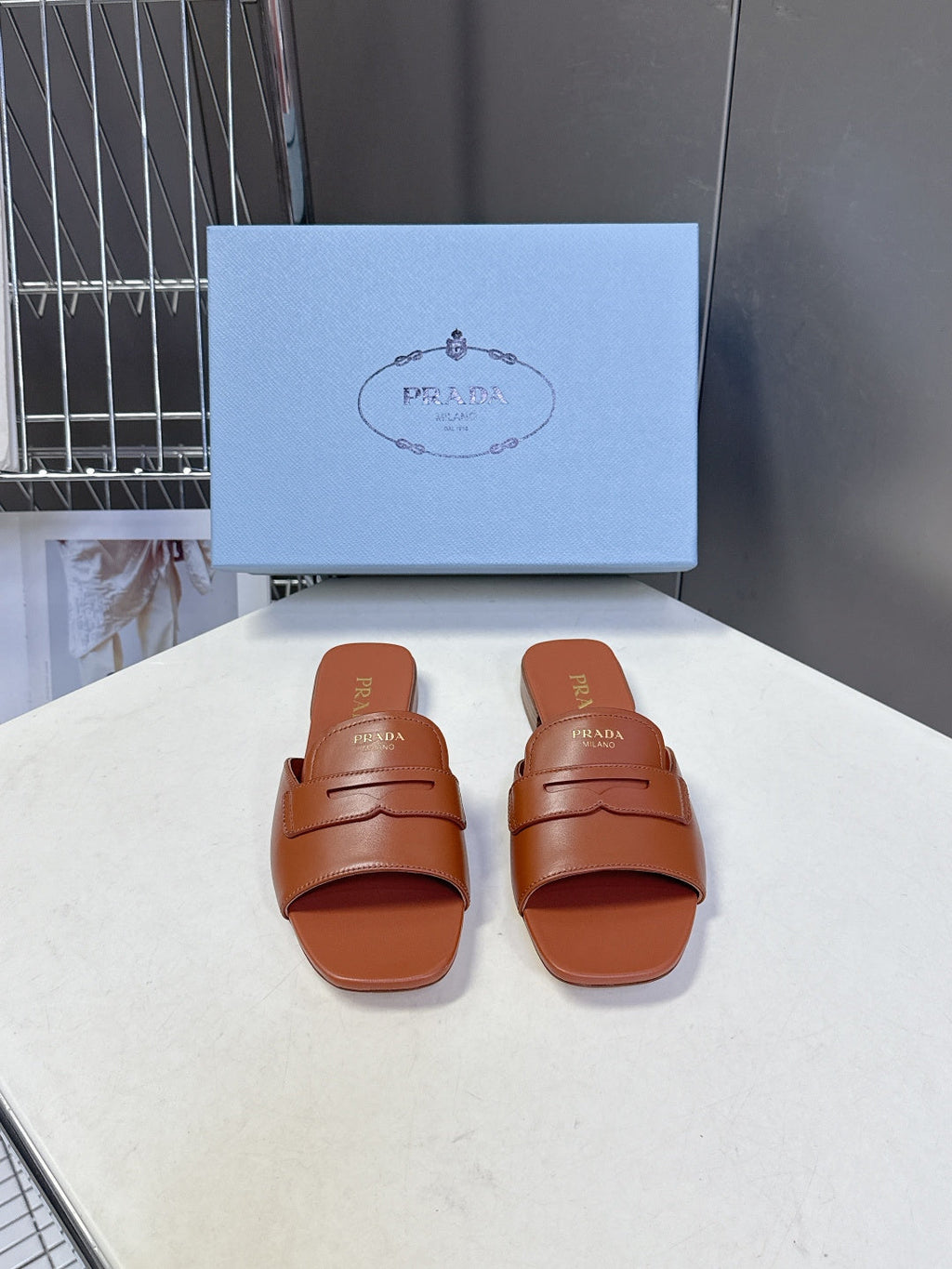 Prada 2026 Square Toe Slide Leather 717526