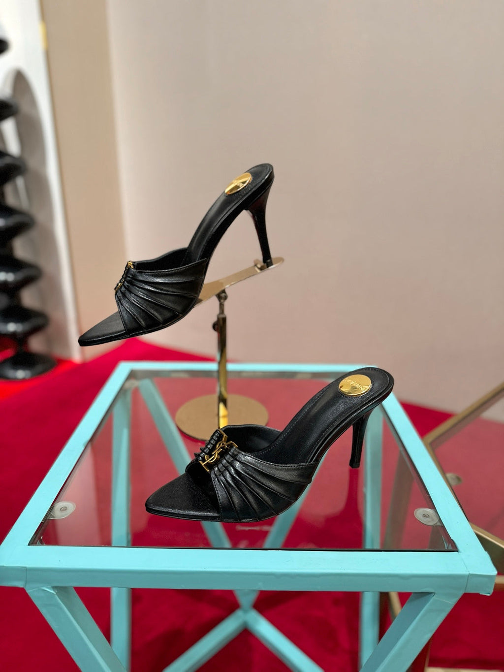 YSL 2026 Mule Sandal Calfskin With Gold Logo 925308