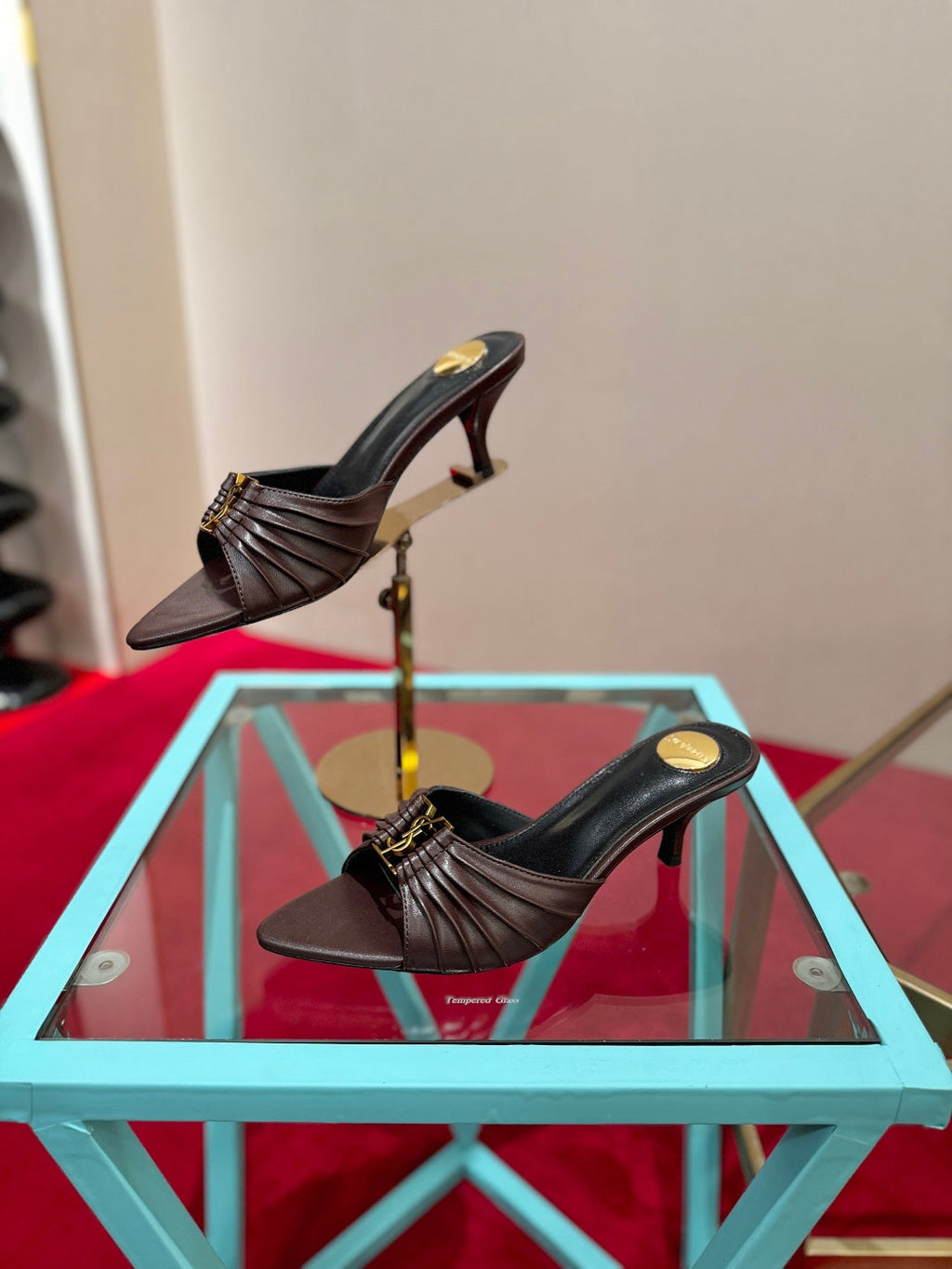 YSL 2026 Mule Sandal Calfskin With Gold Logo 925308