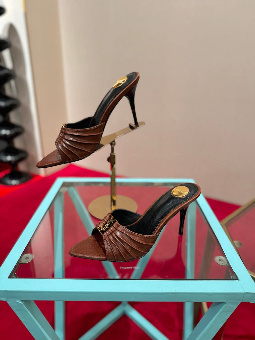 YSL 2026 Mule Sandal Calfskin With Gold Logo 925308
