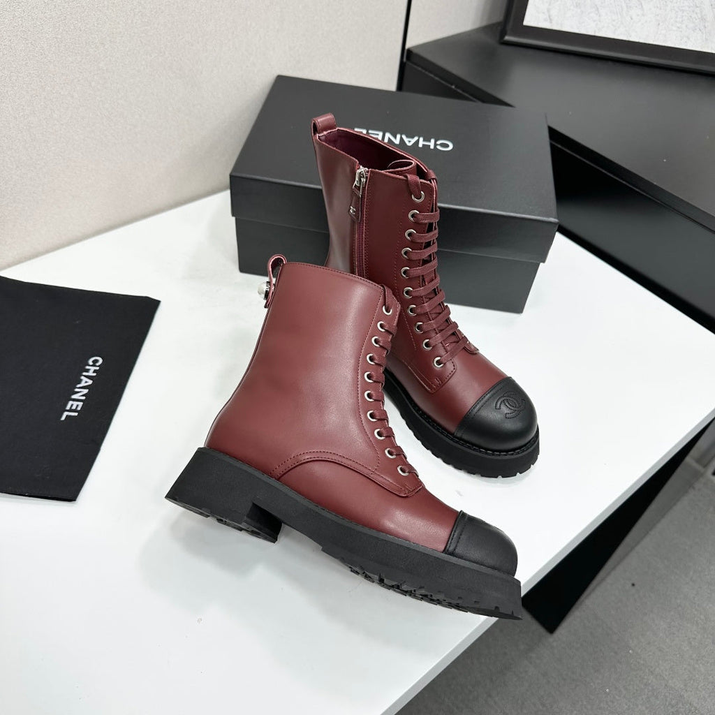 Chanel 2026 Platform Lace-up Martin Boots Cowhide 944604