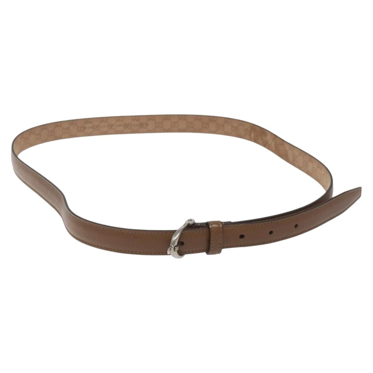 GUCCI Belt Leather 42.9"""" Brown Auth hk2326