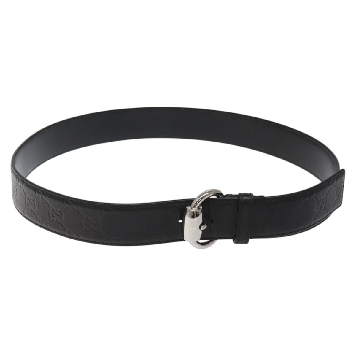 GUCCI GG Canvas Guccissima Belt Leather 40.2"""" Black 162942 Auth hk2328