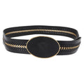 VERSACE Belt Leather 43.3"" Black Gold Auth hk4097