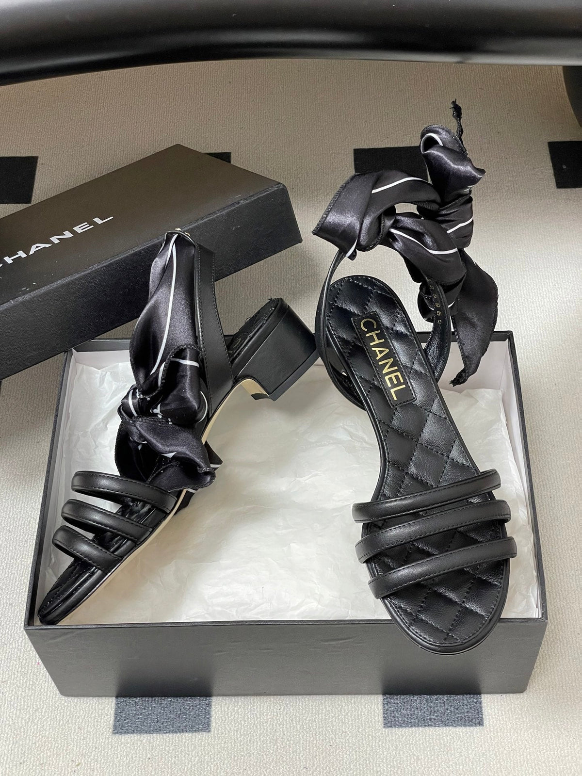 CC 26 Quilted Sandal 30mm With Scarf Sheepskin