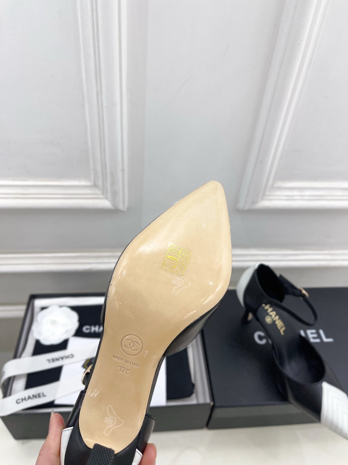 CC 26 Chanel Slingback Heels 75mm Lambskin 586934
