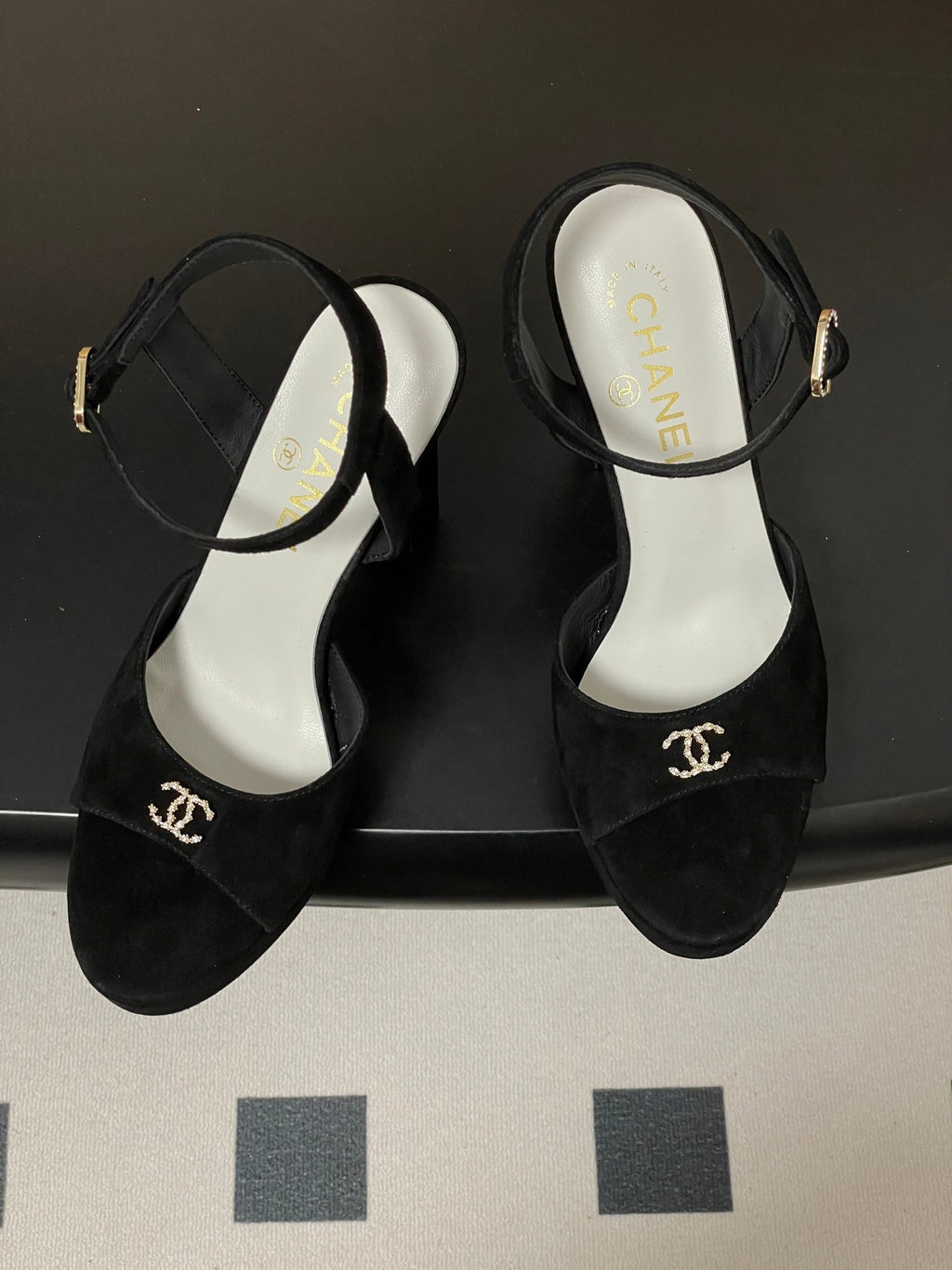 Chanel 2026 High heeled Chunky Platform Peep-toe Sandals Suede Leather