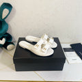 Chanel 2026 Velcro Mules CC Gold Logo Leather 779356